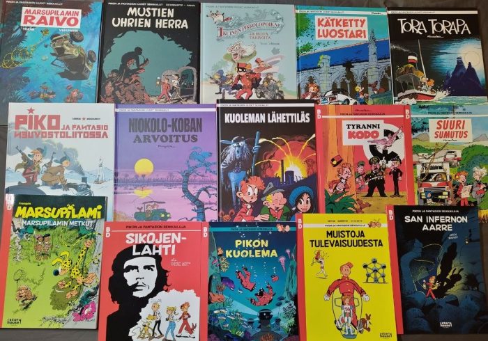 Yhteiskuva viidestätoista sarjakuvan kannesta.